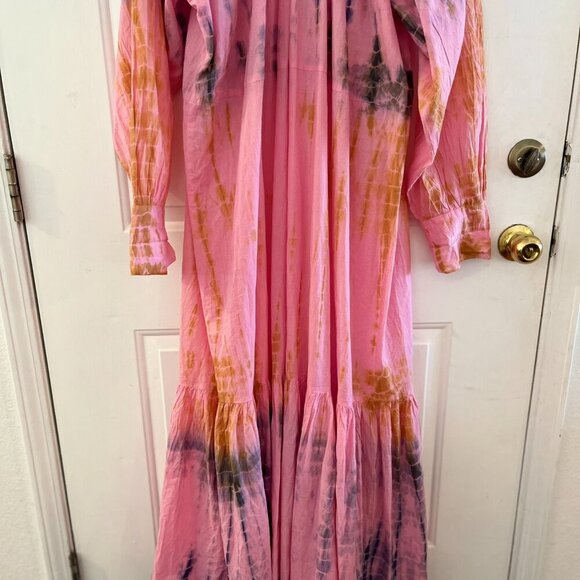 Elizabeth Gillett Woman's Tie-Dye Pink/Blue/Orange Kimono Duster One Size - Picture 7 of 9